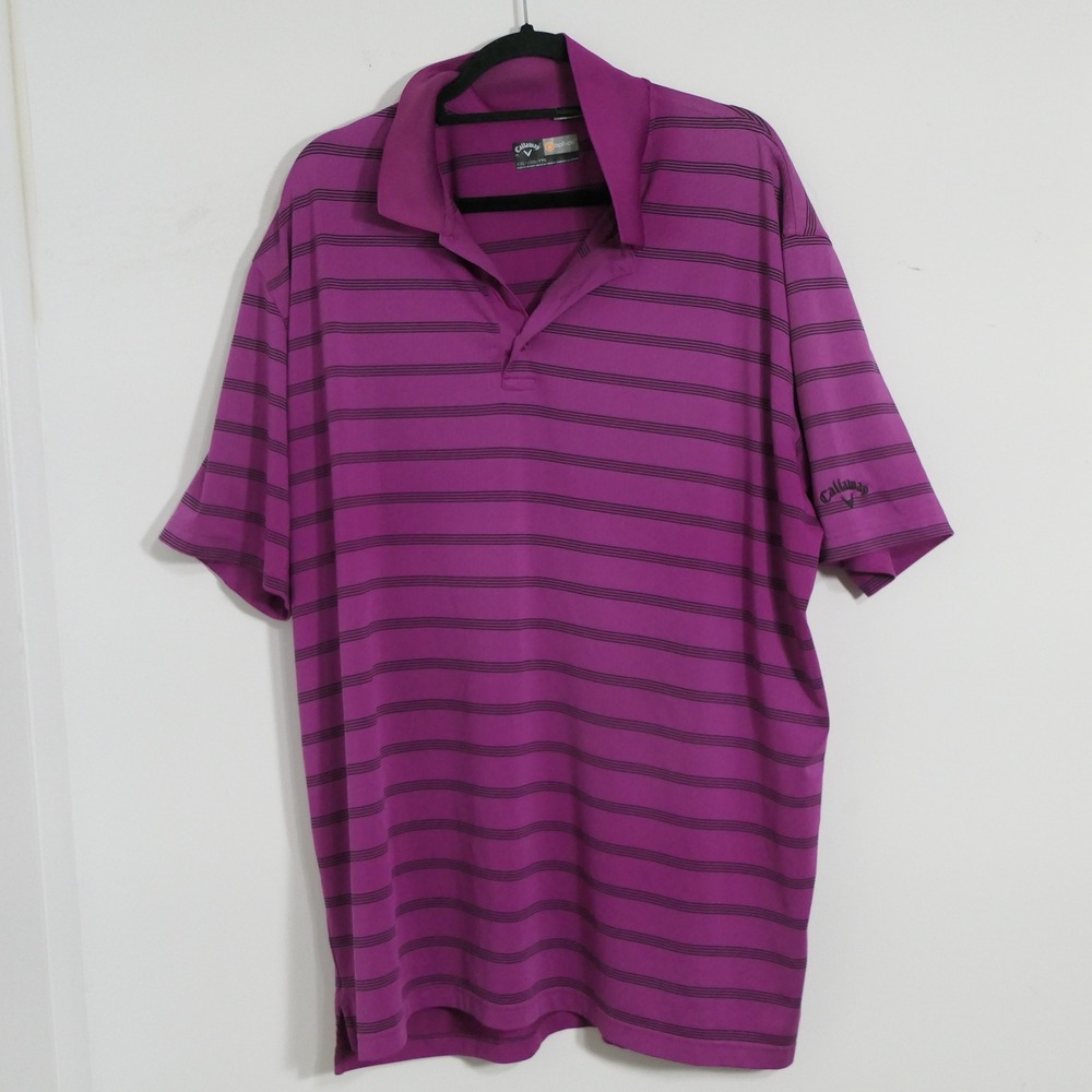 Callaway Mens Polo XXL Purple Striped Opti-Dri Gorpcore Athleisure Breathable - Picture 9 of 9